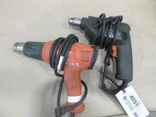 (1) Black and Decker 3/8 In. Electric Drill, (1) Milwaukee Heat Gun (D1)