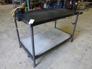 Steel Welding Table c/w 6 In. Vise and Extension Cord To A Double Outlet, 60 In. x 33 In. x 40 In. Tall x 3/16 In. Thick Top (Row 3)