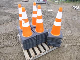 (50) High Visibility Safety Cones, 14 In. x 14 In. x 28 In. (ROW 2)