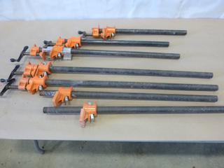(7) Pony Adjustable Clamps Made From 3/4 In. Pipe, Various Lengths Up To 36 In. Long *Note: 2 Clamps Missing Pieces* (Y2)