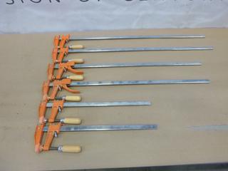 (6) Jorgensen Adjustable Clamps, 30 In., 34 In, and 18 In. Long (G2)