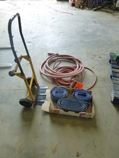 Qty of 3 In. Discharge Hose, 1 1/2 In. Hose and 1/2 In. Hose, Flashlight and Hand Truck (O-3-3)