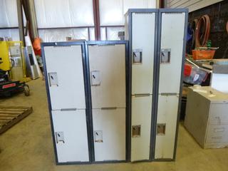  Stand Alone Lockers, (2) 12 In. x18 In. x 72 In., (2) 18 In. x 18 In. x 60 In.