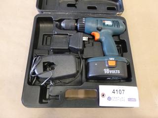 Black & Decker 18V Cordless Drill w/ 3/8 In. Chuck, C/w Battery, Charger and Case (D1)