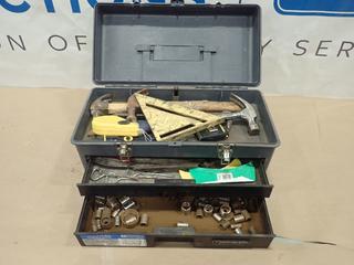 2 Drawer Tool Box c/w Contents Including Hammers, Wire Cutters, Nail Bar and Sockets (B2)