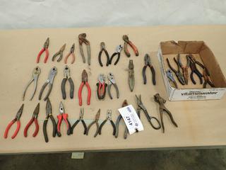 Qty of Plyers, Needle Nose, Wire Cutters, Tin Snips, Side Cutters and Channel Locks (C2)