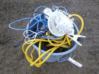 Garbage Can Containing Lights, Cords and Fan (N-1-3)