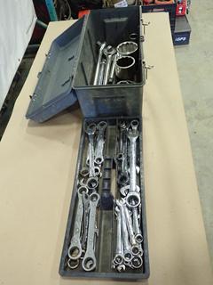 Tool Box w/ Ratchet Wrenches, 3/4 In. Ratchet and 1 In. Sockets and Extensions (W2)