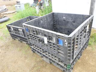 (1) Heavy Duty Plastic Crate, 45 In. x 4 Ft. x 25 In., (1) Heavy Duty Plastic Crate, 45 In. x 4 Ft. x 34 In. (ROW 1)