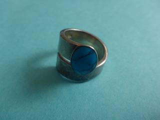 Ladies Sterling Silver Ring, Turquoise Coloured Stone, Approx. Size 7