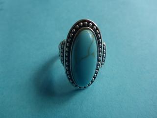 Ladies Sterling Silver Ring, Turquoise Coloured Stone, Approx. Size 7