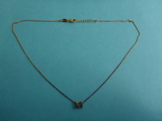 Thin Gold Coloured Ladies Chain w/ Letter M, Size 16 In.