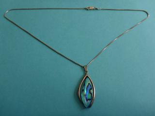 Ladies Sterling Silver Chain w/ Multi Coloured Blue Stone, Size 16 In.
