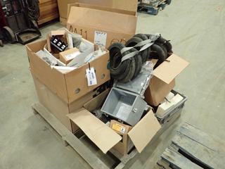 Qty of Electrical Breakers, Contacts, Relays, Electrical Boxes, Assorted Lights and More (W1)