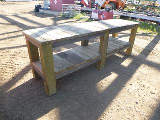 Wooden Work Bench, 28 In. x 103 In. x 35 In. (West Fence) 