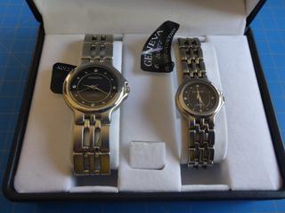 Geneva Quartz Ladies and Men's Matching Set of Silver Tone Watches