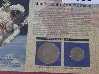 Man's Landing on the Moon Coin Collection, Eisenhower Clad Dollar, Ohio State Quarter