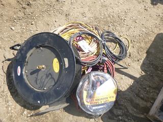 Qty of Extension Cords, (2) Booster Cables, Hose Reel, Qty  of Cable