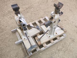 (2) Simplex Aluminum Cable Reel Jack Stands: 20 Ton Top/10 Ton Side Hook Capacity Per Pair, A1029 CE08 and A1029 CE06 (ROW 2)