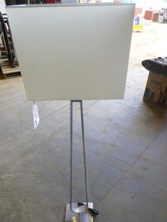 Modern Silver Floor Lamp with White Shade (A Back)
