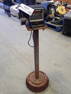 Sears Craftsman Bench Grinder Mounted On Pedestal, 6 In. x 1/2 In. Wheels (D Back)