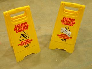 (2) Stand Up Caution Wet Floor Signs (B1)