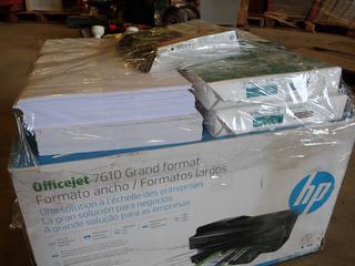 Office Jet 7610 Wide Format Printer/Copier, c/w Qty of 11 In. x 17 In. Paper Reams and Combo Pack of Ink (M-5-2)