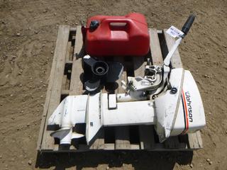 Johnson 9.9 2 Stroke Boat Motor w/ Propeller - 1999 Force 120 HP Engine, 17 Degree Pitch & Jerrycan, S/N C8170638 * Missing Carb* (Row 4)