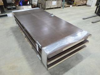(3) Industrial Solid Interior Office Doors c/w Handles and Hinges, 35 3/4 In. x 83 1/2 In. x 1 5/8 In. Thick (No Keys) *Note: 1 Hinge Missing* (P-4-1)