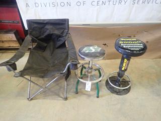(2) Shop Stools, (1) Folding Chair (Row 3)