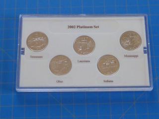 US 2002 Platinum State Quarters w/ Case   and Certificate of Authenticity