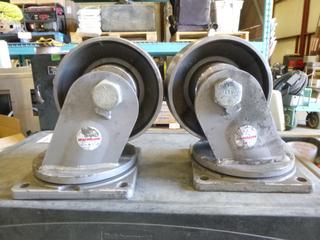 (2) Hamilton 8 In. Casters w/ 9/16 In. Bolts Holes, Base Plat 8 1/2 In. x 8 1/2 In. (J-4-3)