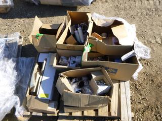 Pallet of Assorted Electrical Supplies Including 3/4 In. Cobra Clamps, Brady Cartridges, Air Valve Actuators, 200 Amp Fuses and Misc. (O-2-3)
