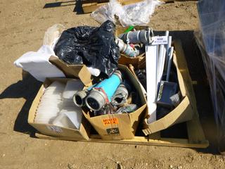 Qty of 1 In. and 1/2 In. PVC Pipe, 380V-440V, 440V, 480V Plugs, 4L Plastic Jugs, Box of Filters (Row 4)