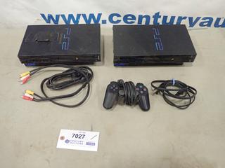 (2) PS2 Game Consoles with Cord and Controller  (F1)
