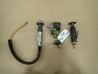 Flexzilla Pro 1/2 In. Drive Impact Wrench, Model AT1475FZ, c/w RPG 158-10873 A873K Tie Buffer and Vaper Die Grinder (F2)