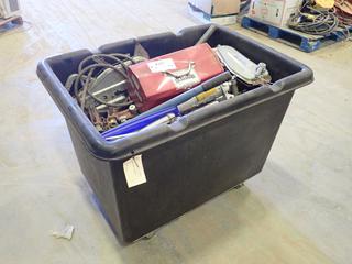 Rolling Bin, Contents Included: Ridged Clamps, Tirfors, Hydraulic Pumps, Bull Pins, Etc. (Front Of Tool Crib)