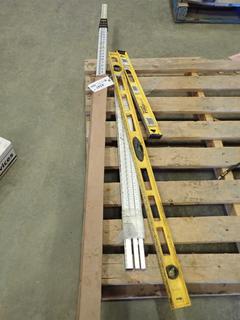 4 Ft. Level, 2 Ft. Level, (2) Telescopic Aluminum Surveying Sticks (D Back)