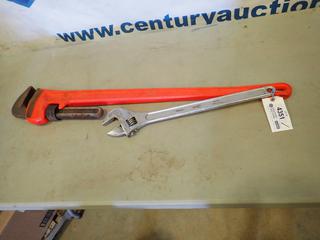 Ridge Tools 48 In. Pipe Wrench, Task 24 In. Crescent Wrench (D Back)