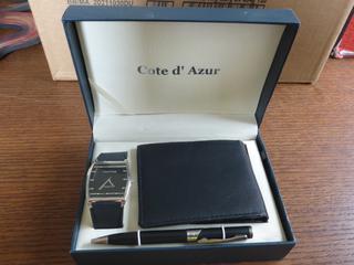 Cote D' Azure Men's Gift Set Includes Watch, Pen and Wallet