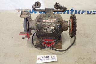 Power Built 6 In. Bench Grinder c/w 1/2 HP, 3450 RPM *Note: Bulbs Missing From Lamp* (F Front)