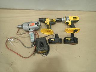Dewalt DC720 1/2indr 18V Drill C/w Charger, Black & Decker 36V Drill/Hammer Drill, (2) 18V Dewalt Batteries And Dewalt DC900 1/2in Cordless Drill  (F1)