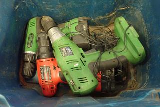 (1) Superior Power Tools 18V 3/8 In. Drill, (1) Black and Decker 12V 3/8 In. Drill, (1) Superior 1/2 In. Drill (No Battery) (DOOR 4)