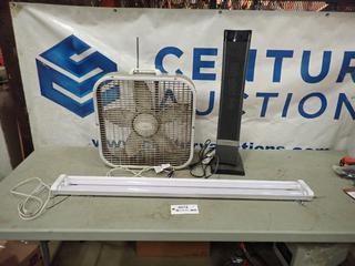 4 Ft. LED Light, Lasko Oscillating Fan, Lasko 2 In. Square Fan (DOOR 4)