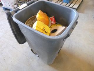 Rolls of Caution Tape, WHIMS Stickers, Solar Barricade Lights, Rolling Garbage Can (A Front)
