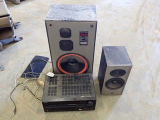 Audio Pulse 8300 Digital Monitor Speaker C/w Onkyo Model TX-NR414 AV Receiver System And Athena Technologies Model AS-B2-1 Speaker *Note: Digital Monitor Speaker Missing Cover* (Y)