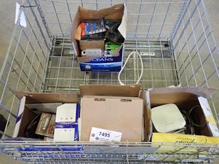 Qty of Office Supplies Including Routers, Audio Cable, Hole Punch, Power Bar, Batteries, Floor Carpet Runners (DOOR 4)