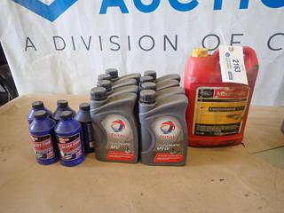Qty of Unused Total FluidMatic MV 1L Automatic Transmission Fluid, Kleen-Flo Brake Fluid and Ford Coolant (D Back)