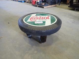 Goodyear Tire Table with Castrol Oil Top, 30 In. W x 15 In. H (O-1-3)