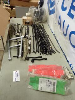 Various Snowmobile Ski Skags, Boot Guards, Box of Cleat Guides, Air Filter Box, Shift Levers and More (N-2-2)